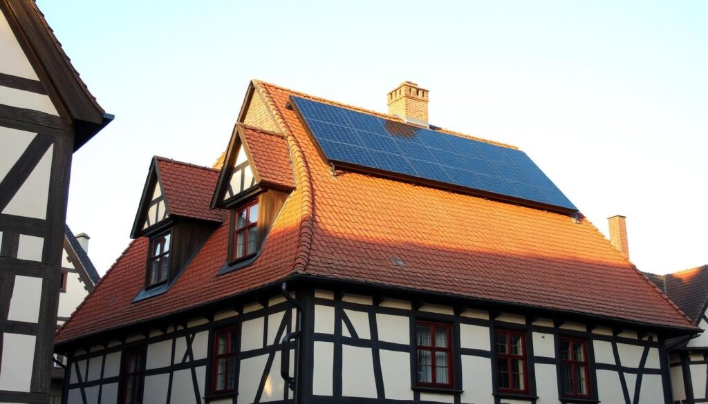 Denkmalgeschütztes Fachwerkhaus mit dezenter Photovoltaikanlage
