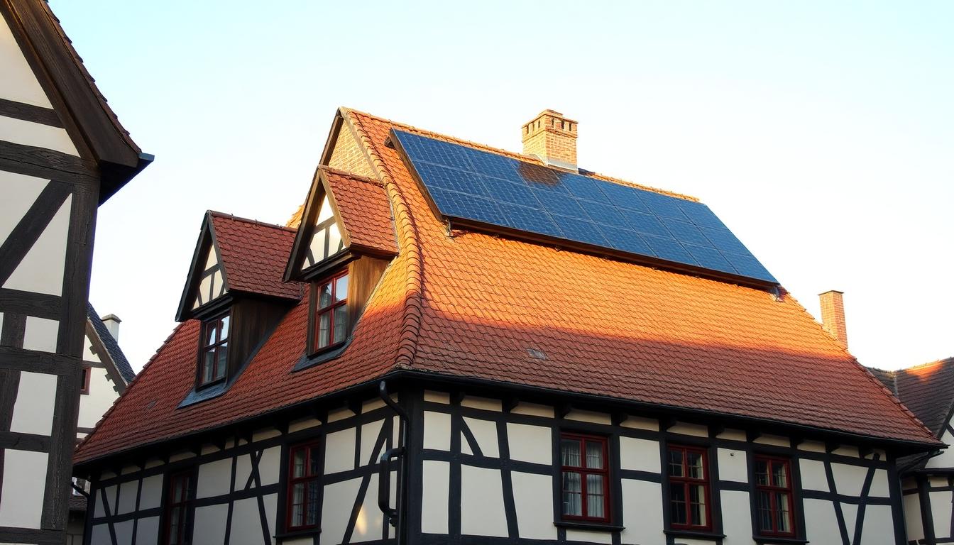 Denkmalgeschütztes Fachwerkhaus mit dezent integrierter Photovoltaikanlage