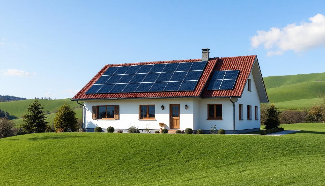 Bayerisches Einfamilienhaus mit Photovoltaikanlage auf dem Dach