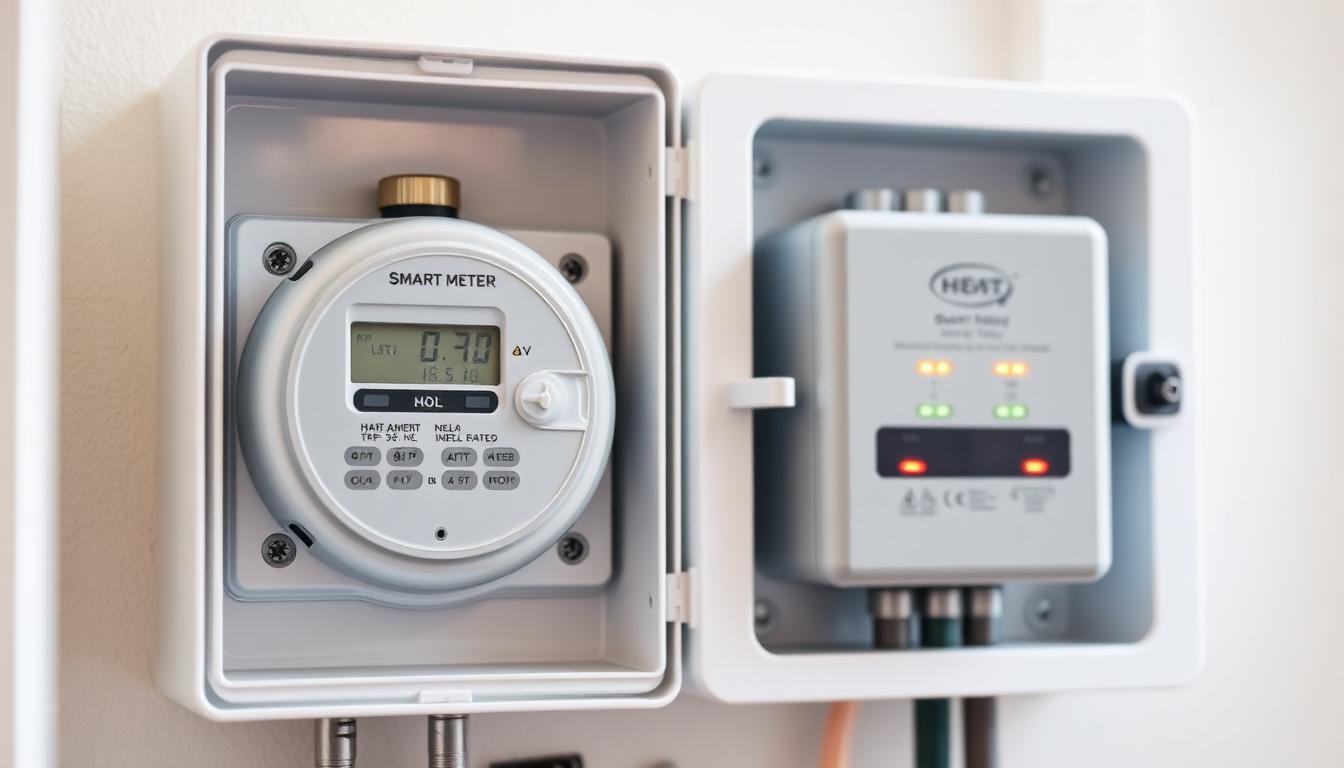 Moderner Smart Meter und Gateway im Zählerschrank eines Einfamilienhauses